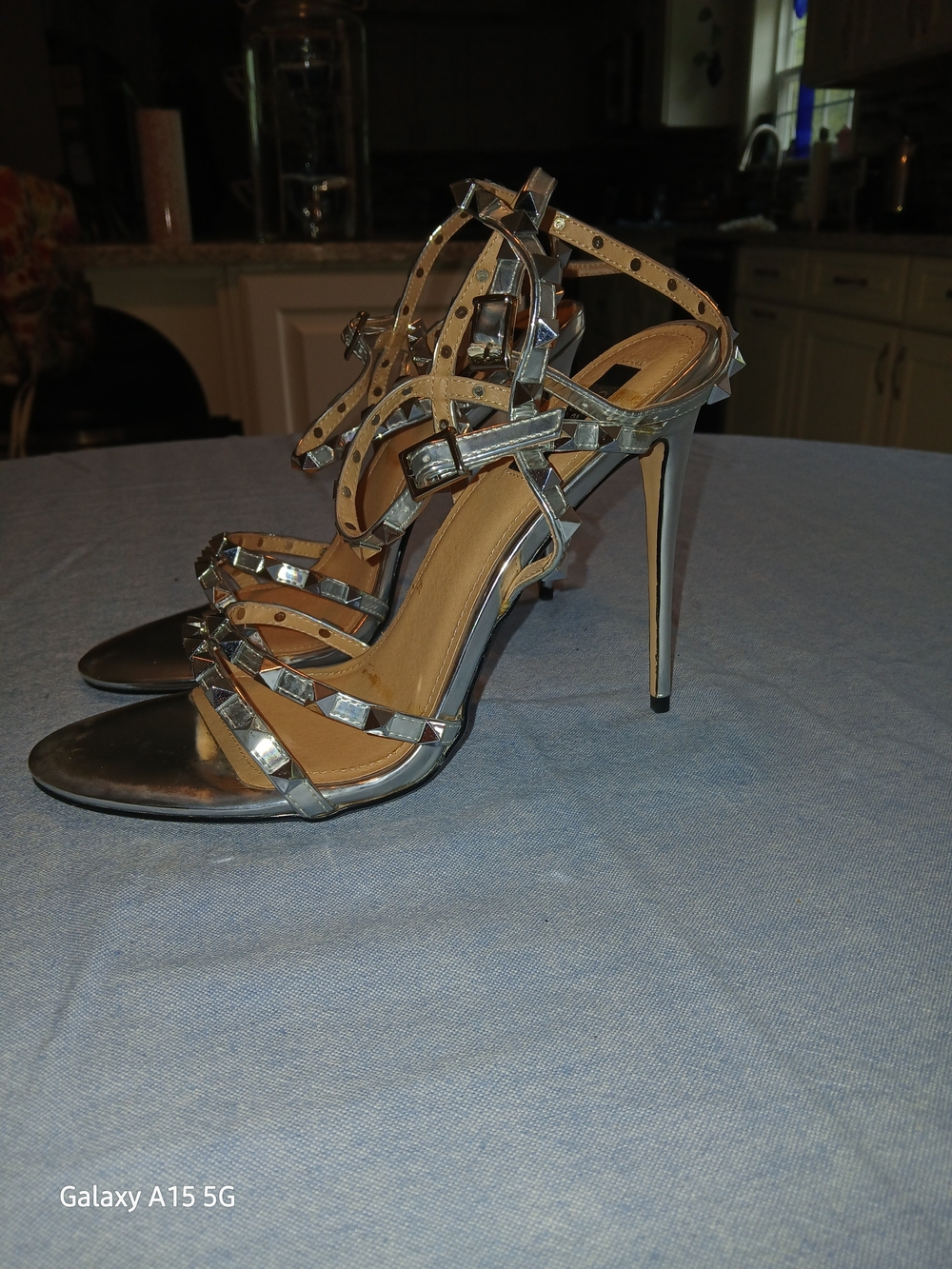 Giaro Couture silver studded heeled sandals